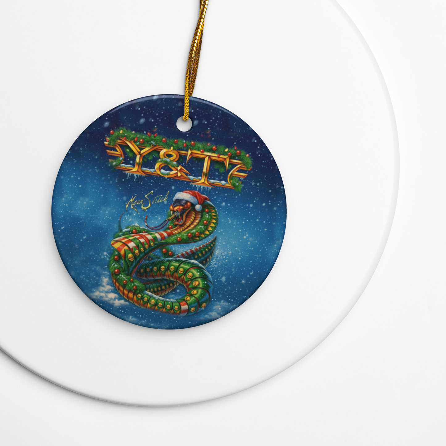 Y&T Mean Streak Xmas 2-Sided Circle Ceramic Ornament