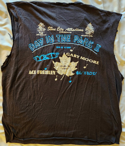 Y&T, Gary Moore, Ace Frehley, Guns & Roses: 1987 "Day in the Park II" Concert Cut-out Tee Shirt