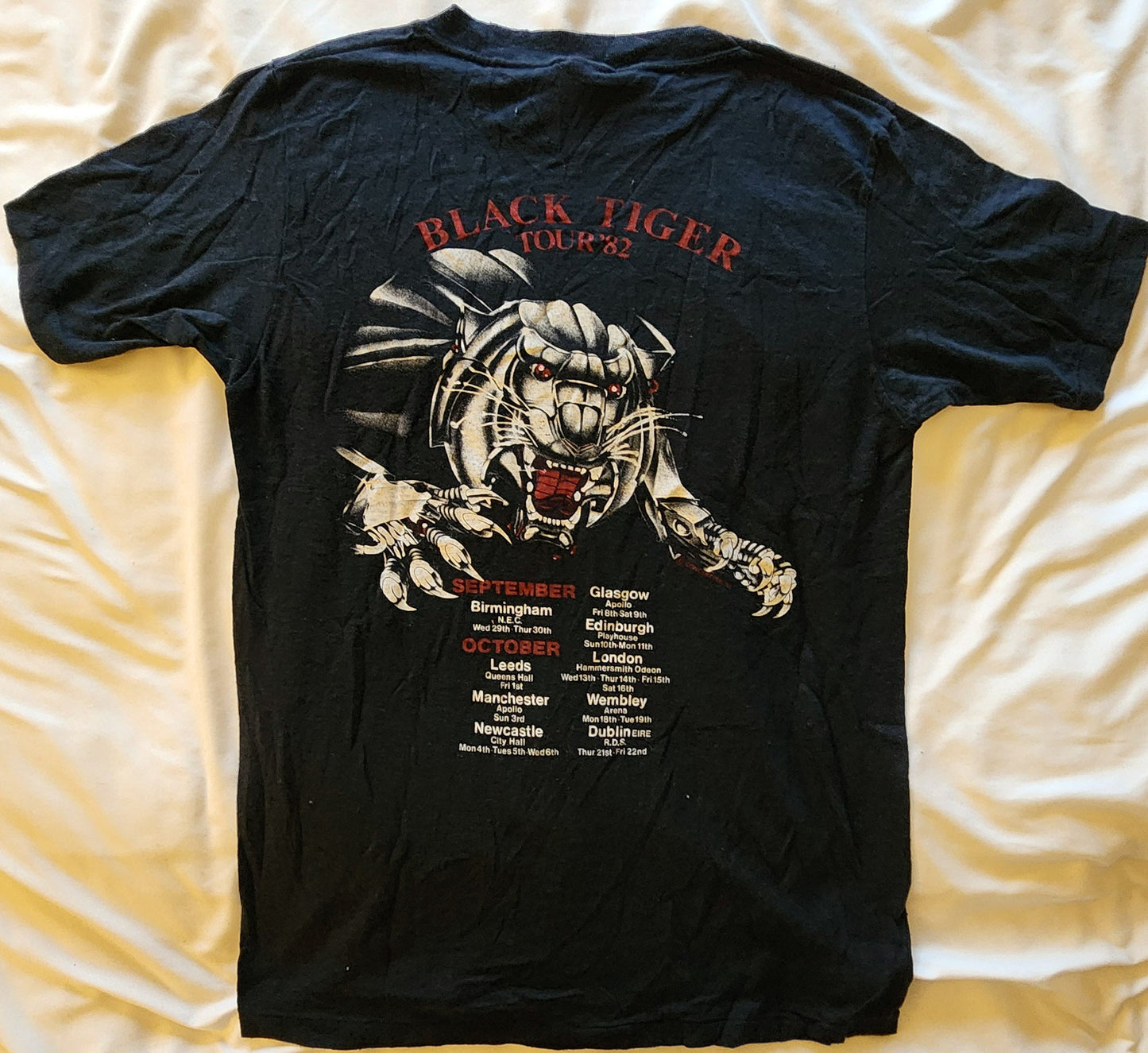 Y&T 1982 UK Tour Tee Shirt Medium