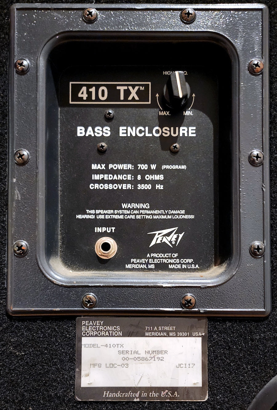 Phil's Former Peavey 410TX Bass Cabinet