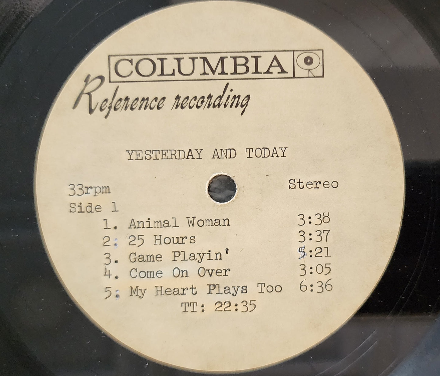 Vinyl Test Pressing - Yesterday & Today Album