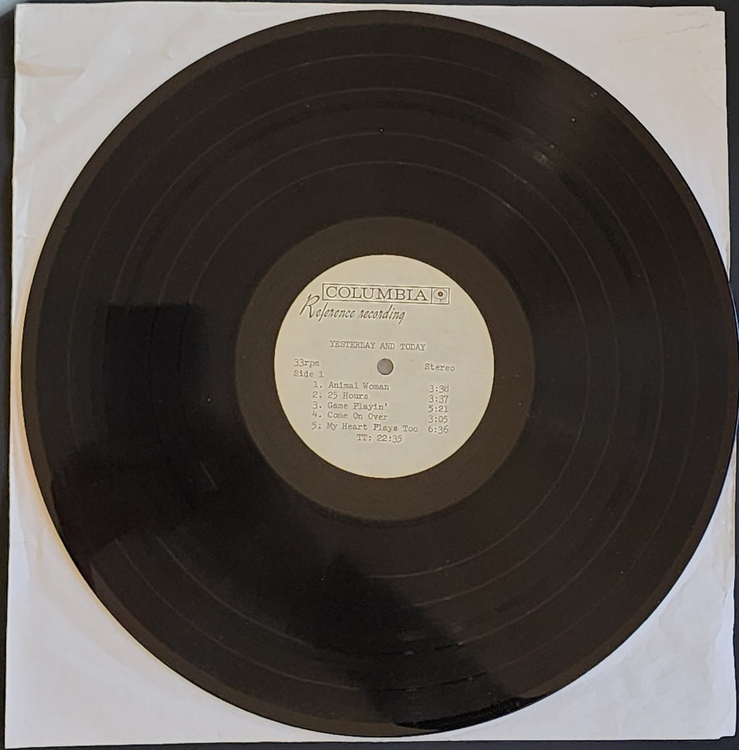 Vinyl Test Pressing - Yesterday & Today Album