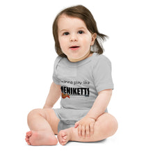 Load image into Gallery viewer, Baby Short Sleeve One-Piece: “I Wanna Play Like Meniketti”
